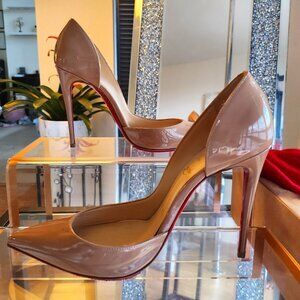 Christian Louboutin Iriza Classic Nude Patent Leather 100mm D'Orsay Stiletto